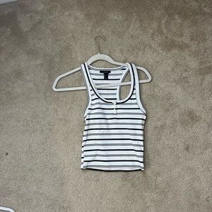 forever 21 white striped tank top